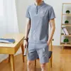 Conjunto de Shorts de Manga Corta para Hombre Lobo del Norte de China Verano, Conjunto de Dos Piezas Camiseta Casual Tendencia Elegante Estilo Chino