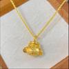Pingente de Bolsa da Sorte Banhado a Ouro Vietnamita para Homens e Mulheres, Pingente de Bolsa da Sorte Estilo Chinês, Colar Versátil para DIY, Acessório de Corrente para Clavícula