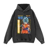 Moletom Lavado Streetwear Retrô Estampa de Anime Solto Oversize Casual Pulôver Outono/Inverno Tendência Marca Top