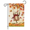 Bandera de Jardín de Acción de Gracias Transfronteriza Nueva Decoración de Otoño para Patio Bandera de Lino con Estampado de Calabaza y Hoja de Arce Bandera de Doble Cara