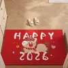 Tapete de Piso para Porta de Entrada, Novo Estilo Chinês Desenho Animado Ano do Cavalo Círculo de Seda Tapete de Piso, Porta de Entrada Pode Ser Cortado, Resistente ao Desgaste, Antiderrapante Tapete Vermelho para Porta