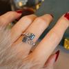 Coreano New ins Niche Design Retangular Luxo Flash Diamond Ring Mulheres Seiko Simple Light Luxury Internet Celebrity Opening
