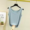 Verano Nuevo Modal Camisola de Ala Ancha para Mujer Cuello U Suelta Ajustada Sin Mangas Camiseta Básica Combinable Top de Mujer