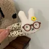 Presilha de Cabelo Grande Desenho Animado Pato Bico de Pato Miffy Coelho com Padrão Floral Café com Leite, Novo Acessório de Cabelo Fofo para Outono/Inverno para Franja e Penteados