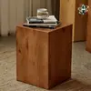 Adorno de Tronco de Entrada Vintage Base de Pedestal de Madera Elevador Tocón de Árbol de Madera Maciza Soporte Cuadrado para Flores Estilo Nórdico Wabi-Sabi