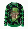 Calle de Comercio Exterior Transfronterizo Primavera y Otoño. Suéter con cuello redondo del Día de San Patricio, trébol, irlandés, para hombre y mujer, impresión digital 3D