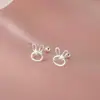 Aretes de Tornillo de Conejito para Mujer, Joyería de Aretes Dulces Lindos Pequeños Mini Simples de Tornillo de Lujo Ligero de Nicho