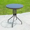 Mesa de Exterior a Prueba de Lluvia Vidrio Templado Mesa de Comedor Cuadrada Redonda de Balcón Mesa de Café Hierro Forjado Comercial de Ocio