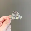 Grampo de Cabelo Elegante Borboleta de Vidro com Strass para Mulheres, Pequeno Prendedor de Garra para Franja da Testa, Prendedor Superior para a Parte de Trás da Cabeça, Prendedor Tubarão para Penteado Semi-Preso