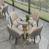 Mesa de negociação e combinação de cadeiras para loja 4S, recepção de sala de exposição, combinação de mesa e cadeiras de lazer, mesa redonda, mesa comercial, mesa de jantar de hotel com tampo de pedra