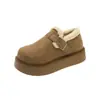 Birkenstocks Fofos Retrô Femininos 2026 Inverno Novo Versátil Aumenta Altura Quente Adiciona Lã Mocassins Femininos Botas de Neve Femininas