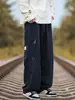 Pantalones de Trabajo Azul Marino para Hombre Verano Estilo Cityboy Japonés Pantalones Trendy Sueltos Rectos Casuales