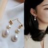 Nuevos Pendientes de Perlas Naturales de Agua Dulce, Pendientes Femeninos, Pendientes Retro, Clips de Oreja de Bobina de Mosquito de Alta Gama para Mujeres sin Orejas Perforadas