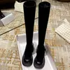 Botas elásticas elegantes y con estilo 2026 otoño e invierno nuevas botas altas de suela gruesa con tacón grueso botas ajustadas botas tipo manga botas largas