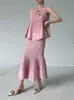 [Personalizado] Top de verano sin mangas plisado Miyake para mujer, chaleco floral tridimensional, falda de cola de pez, conjunto plisado 2026