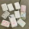 Portatarjetas magnético para teléfono de PU estilo crema con varios diseños florales de dibujos animados frescos y lindos, fijación magnética fuerte, billetera para guardar tarjetas de identificación