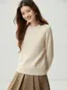 Suéter 100% Cachemir Puro Ropa Interior Otoño Invierno Nuevo Estilo para Mujer Cuello Redondo Capa Base Estilo Dulce Grueso Color Puro Suéter Cálido