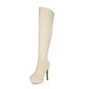 Botas Delgadas Elásticas de Gamuza Simples, Botas Hasta la Rodilla, Botas de Jinete Plegables y de Uso Múltiple, Botas de Plataforma de Tacón Alto para Pasarela