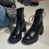 Botas Martin Chuyuji de Punta Redonda con Cordones para Mujer, Botines de Tacón Alto para Otoño e Invierno, Nuevas Botas Slim Estilo Británico 2026