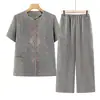 Roupas de verão de manga curta para mulheres de meia-idade e idosas, conjunto de cardigã plus size para mães, roupas para senhoras idosas, blusa de vovó
