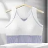 Sujetador deportivo sin costuras de color de contraste, camiseta sin mangas para mujer que levanta y moldea la espalda, secado rápido de verano, copa integrada, se puede usar como prenda exterior