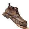 Nuevas Botas de Trabajo Retro Zapatos Casuales Botas de Hombre Botas Versátiles para Hombre Estilo Británico Botas Martin Suela Gruesa Comercio Exterior Transfronterizo Zapatos de Hombre