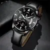 2026 Nueva Moda Transfronteriza Decorativo Hombres Reloj de Correa de Cuero Simple Escala Reloj de Cuarzo Conjunto de Joyería Cruzada