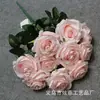 Ramo Alto Artificial de Rosas Rizadas de 10 Cabezas Ramo Francés Decoración del Hogar Camino de Boda Flor Artificial Flor de Rosa Falsa
