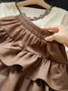 Minifalda de gamuza con volantes estilo vintage francés para mujer, nueva de otoño, de cintura alta, adelgazante, línea A, falda de capas tipo pastel