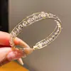 Pulsera abierta de tres capas de vidrio con circonita cúbica estilo coreano, un accesorio elegante y versátil, joyería de lujo moderna y ligera, al por mayor