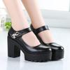 Zapatos de Tacón Alto de Pasarela para Mujer 2024 Primavera Nuevo Estilo Tacón Grueso Bajo Zapatos de Trabajo Punta Redonda Suela Gruesa Zapatos de Mujer Rendimiento Zapatos Cheongsam