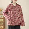Nova jaqueta acolchoada de algodão floral estilo nacional chinês feminina 2024 nova jaqueta de algodão com botão de inverno