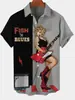 Camisa Criativa Elemento Cruzado Nova 2025 Estampa Digital 3D Camisa Tendência Solta de Manga Curta Top Masculino