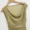 Vestido sexy de un solo hombro fruncido estilo europeo y americano, nuevo vestido de verano ajustado sin hombros bodycon con abertura