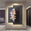 Pintura Decorativa para Vestíbulo Pintura de Pared Abstracta Geométrica de Alta Gama Pintura para Pared de Sala de Estar Minimalista Pasillo de Entrada Frente Directo a la Puerta Lámpara de Pared para Pasillo
