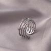Anillo Europeo y Americano Transfronterizo de Diamante Completo para Mujer, Apertura de Circonita de Gama Alta de Nicho, Anillo Ajustable, No se Desvanece, Venta al por Mayor Versátil