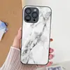 Textura de Mármore Branco Adequada para iPhone 17 Pro Max Capa de Celular de Metal Pintado e Vidro com Cobertura Total e Furos Precisos