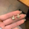 Pendientes de botón con diseño de planeta de perla y circón retro francés para mujer, pendientes de botón de diseño simple, estilo dulce a la moda, exquisita joyería para las orejas