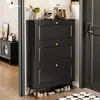 Zapatero abatible ultrafino para uso doméstico, nuevo modelo negro, mueble de almacenamiento para entrada montado en la pared, zapatero de pasillo integrado de gran capacidad
