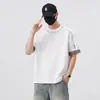 Camiseta de Algodão de Manga Curta para Homens, Novo Estilo de Verão, Patchwork Xadrez Falso de Duas Peças Tendência, Solta, Confortável, Fresca e Versátil