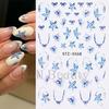 Nuevas pegatinas de uñas transfronterizas para primavera y verano, pegatinas de uñas adhesivas con flores azules y lazo francés, venta al por mayor.