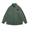Camisa listrada vertical de manga comprida primavera e outono, moda masculina, casual, retrô, americana, estilo japonês solto