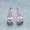Brincos de moda simples transfronteiriços multicoloridos com zircônia diamante redondo de quatro garras fecho de orelha brincos super brilhantes tamanho grande estilo frio
