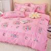 Explosiones de Tesoros Estilo Coreano Pastoral Floral Pequeño Juego de Cuatro Piezas Algodón Engrosado Amigable con la Piel Cepillado Sábana para Cama Individual y Doble Funda de Edredón para Dormitorio