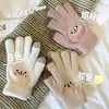 Guantes Otoño Invierno Mujer Cálidos Estudiante Estilo Coreano Lindos Con Felpa Adentro Engrosados Para Montar De Cinco Dedos A Prueba de Frío Pantalla Táctil Guantes de Algodón