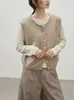 Chaleco de Punto de Cachemira Holgado con Cuello Redondo para Mujer Primavera y Otoño SUPNWOS, Chaleco sin Mangas, Top de Primavera