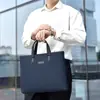 Bolsa de Mão Masculina para Reunião de Negócios em Estoque, Pasta para Documentos Estampada com Impressão de Logo, Pasta com Zíper para Computador, Personalização no Atacado