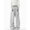 Calça Casual Falsa de Duas Peças com Cintura Dupla para Homem no Inverno Cleanfit Calça Esportiva Drapeada Marca Tendência Estilo Preguiçoso Calça de Pierna Larga