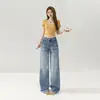 Pantalones rectos holgados de tiro bajo estilo retro americano, versátiles para primavera y verano, jeans fluidos con estampado de gatos, nuevo modelo 2026, admite envío directo