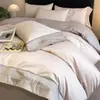 Conjunto de cama de luxo de alta qualidade com quatro peças de algodão de fibra longa, lençol e capa de edredom 100% algodão, conjunto de cama totalmente em algodão para dormitórios estudantis, conjunto de três peças
